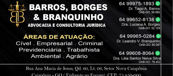 BARROS, BORGES & BRANQUINHO ADVOCACIA E CONSULTORIA JURÍDICA